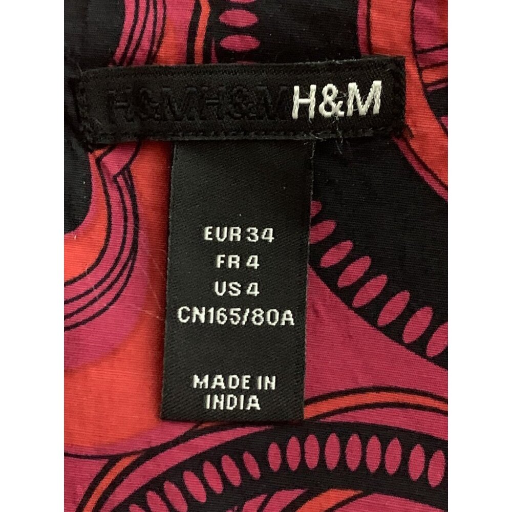 H&M Junior Red & Black Printed Sleeveless Boat Neck Sheath Dress Size 4 Small - Picture 9 of 11